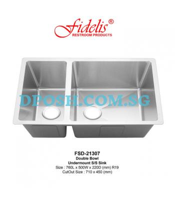 Fidelis-FSD-21307-1.2mm Stainless Steel Undermount Kitchen Sink