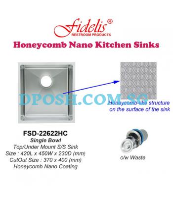 Fidelis-FSD-22622HC-( Honeycomb Nano ) Stainless Steel Undermount Kitchen Sink