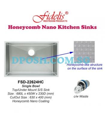 Fidelis-FSD-22624HC-( Honeycomb Nano ) Stainless Steel Undermount Kitchen Sink