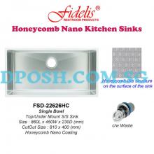 Fidelis-FSD-22626HC-( Honeycomb Nano ) Stainless Steel Undermount Kitchen Sink 