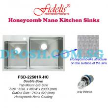 Fidelis-FSD-22501R-HC-( Honeycomb Nano ) Stainless Steel Top mount Kitchen Sink 