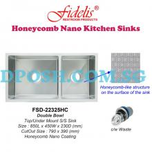 Fidelis-FSD-22325HC-( Honeycomb Nano ) Stainless Steel Undermount Kitchen Sink 