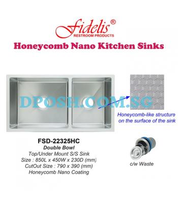 Fidelis-FSD-22325HC-( Honeycomb Nano ) Stainless Steel Undermount Kitchen Sink