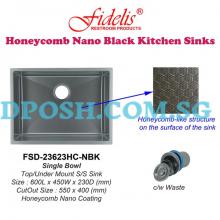 Fidelis-FSD-23623HC-NBK ( Honeycomb Nano Black ) Stainless Steel Undermount Kitchen Sink 