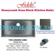 Fidelis-FSD-23626HC-NBK ( Honeycomb Nano Black ) Stainless Steel Undermount Kitchen Sink 