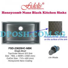 Fidelis-FSD-23625HC-NBK ( Honeycomb Nano Black ) Stainless Steel Undermount Kitchen Sink 