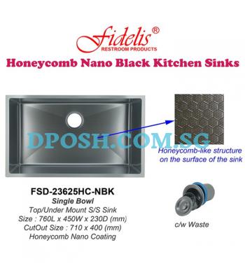 Fidelis-FSD-23625HC-NBK ( Honeycomb Nano Black ) Stainless Steel Undermount Kitchen Sink