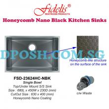 Fidelis-FSD-23624HC-NBK ( Honeycomb Nano Black ) Stainless Steel Undermount Kitchen Sink 
