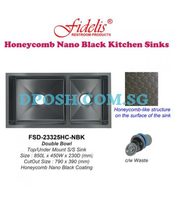 Fidelis-FSD-23325HC-NBK ( Honeycomb Nano Black ) Stainless Steel Undermount Kitchen Sink