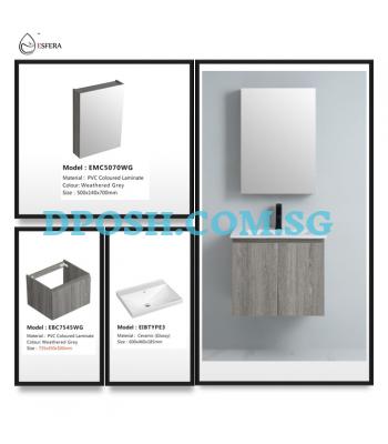 ESFERA-EBC6045WG with EMC5070WF Basin Cabinet With Mirror Cabinet Package