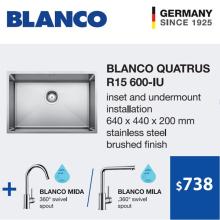 BLANCO Quatrus R15 600-IU + BLANCO MILA L-SPOUT Sink Mixer Tap BLANCO Quatrus R15 600-IU + BLANCO MILA L-SPOUT Sink Mixer Tap