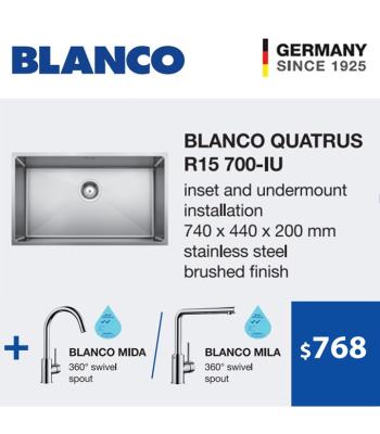 BLANCO Quatrus R15 700-IU + BLANCO MILA L-SPOUT Sink Mixer Tap
