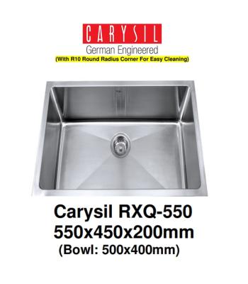 CARYSIL-RXQ-550-1.2mm Handmade Stainless Steel Undermount Kitchen Sink 