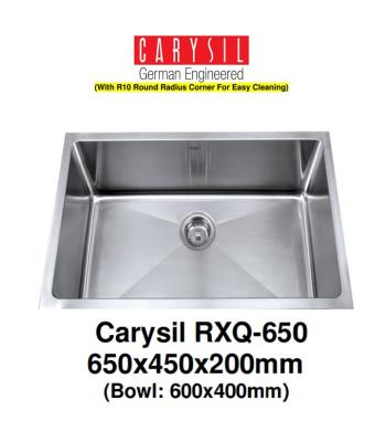 CARYSIL-RXQ-650-1.2mm Handmade Stainless Steel Undermount Kitchen Sink 