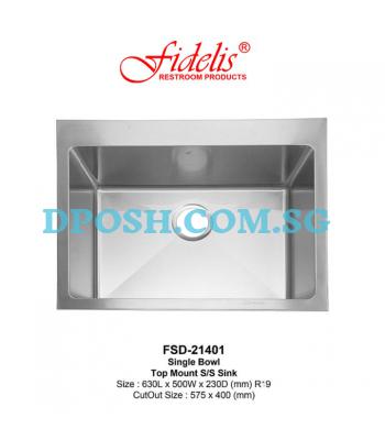 Fidelis-FSD-21401-1.2mm Stainless Steel Insert Kitchen Sink