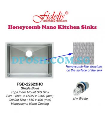 Fidelis-FSD-22623HC-( Honeycomb Nano ) Stainless Steel Undermount Kitchen Sink