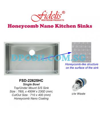Fidelis-FSD-22625HC-( Honeycomb Nano ) Stainless Steel Undermount Kitchen Sink