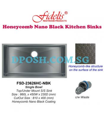 Fidelis-FSD-23626HC-NBK ( Honeycomb Nano Black ) Stainless Steel Undermount Kitchen Sink