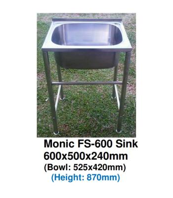 Monic-FS-600 Free Standing Stainless Steel Kitchen Sink with Stainless Steel Leg