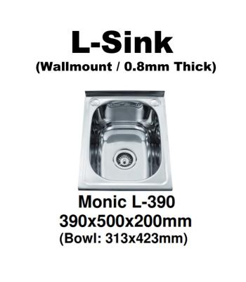 Monic-L-390-Stainless Steel Wallmount Kitchen Sink 