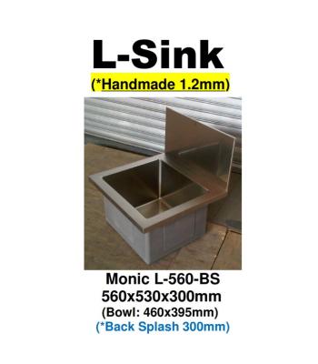 Monic-L-560-BS-Stainless Steel Wallmount Kitchen Sink 
